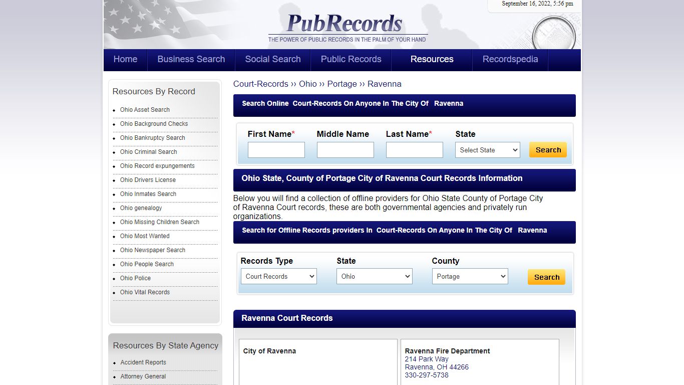 Ravenna, Portage County, Ohio Court Records - Pubrecords.com